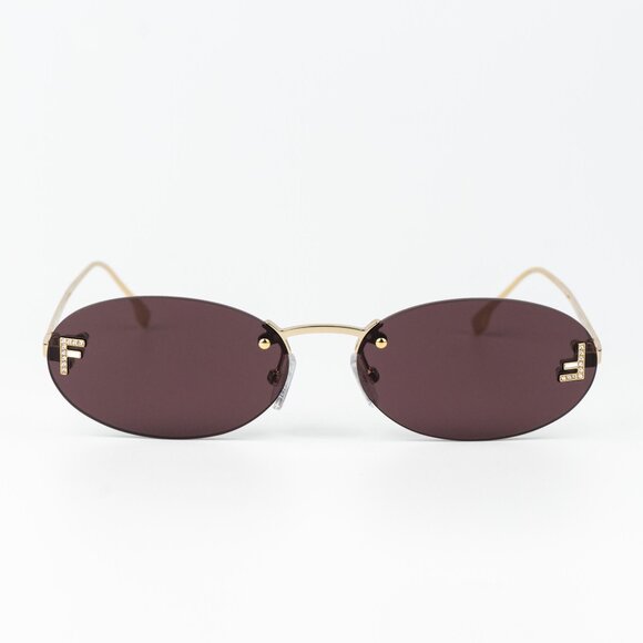 Fendi FIRST CRYSTAL Men Sunglasses Gold Violet Oval FE4075US 30Y AUTHENTIC - Picture 3 of 12